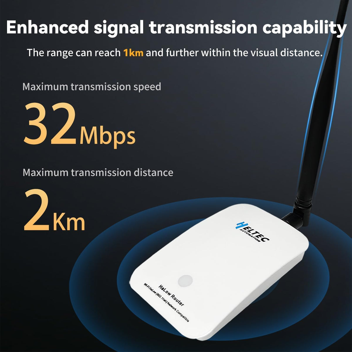 Heltec Automation Wi-Fi HaLow Dongle Wireless Bridge 802.11ah Network Booster Long Range Wireless Access Extender Ethernet Bridge Repeater (STA+HT-H7608)