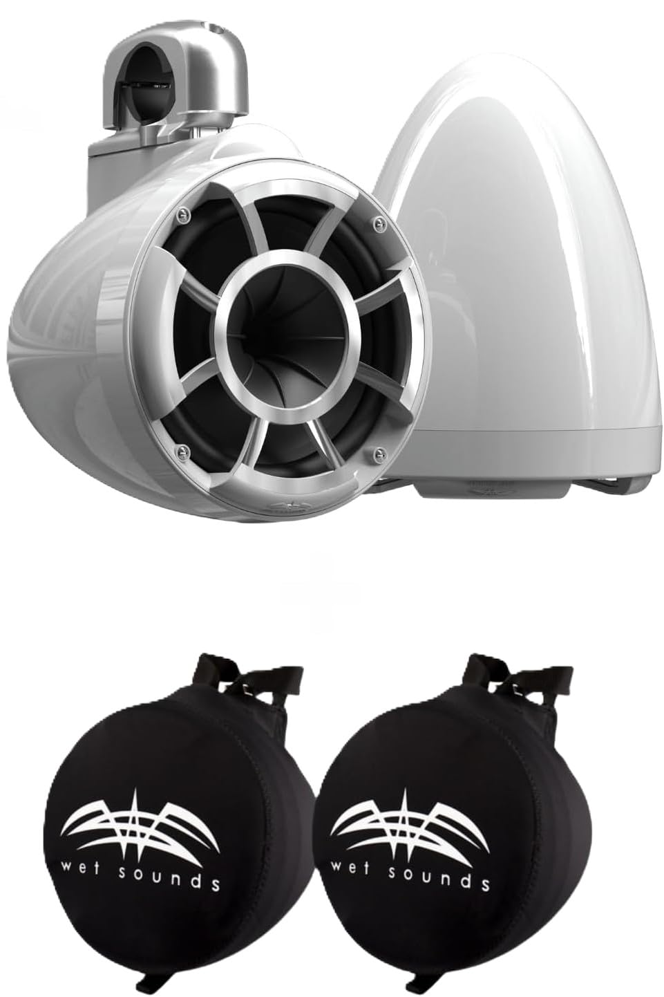 Wet Sounds REV 10 HD 10" Marine Tower Speakers, Black, Fixed Clamp Mount