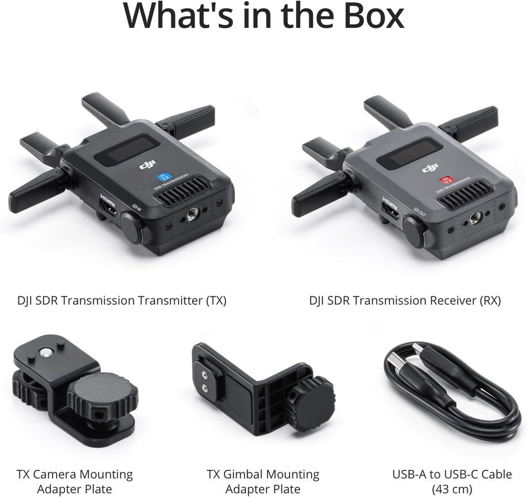 DJI SDR Transmission Combo, 3 km/10,000 ft 1080p/60fps SDR Wireless Video Transmission, Transmitter & Receiver, Stable & Anti-Interference, Wireless Video System, Strong Penetration, USB-C Monitoring