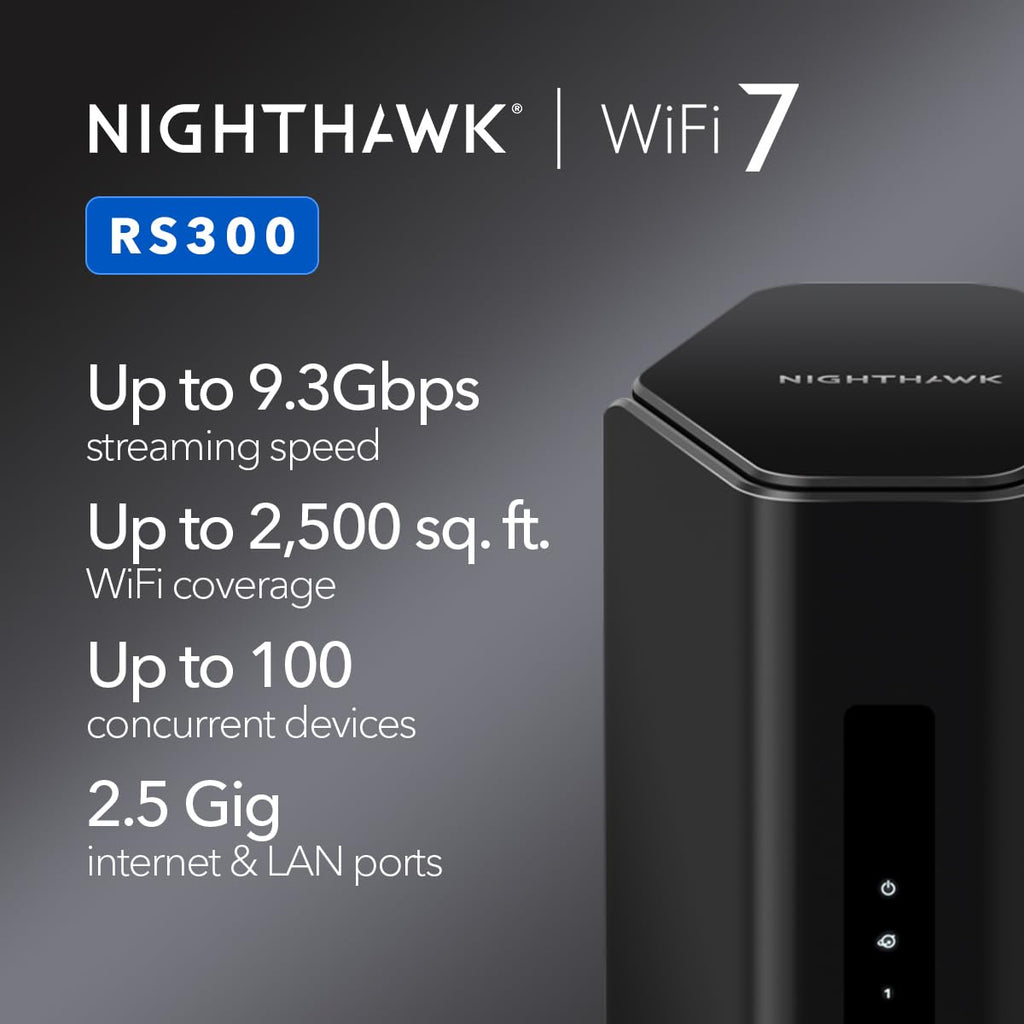 NETGEAR Nighthawk WiFi 7 Router RS100, Up to 2,000 sq ft, 3.6 Gbps