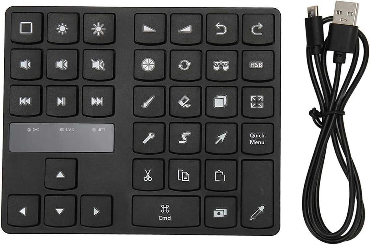 Keyboard for, Rechargeable Drawing Keyboard with 35 Shortcut Keys, One Handed Buetooth Keypad for Drawing Shortcuts, Graphic Tablets, Drawing Tablet, Laptop