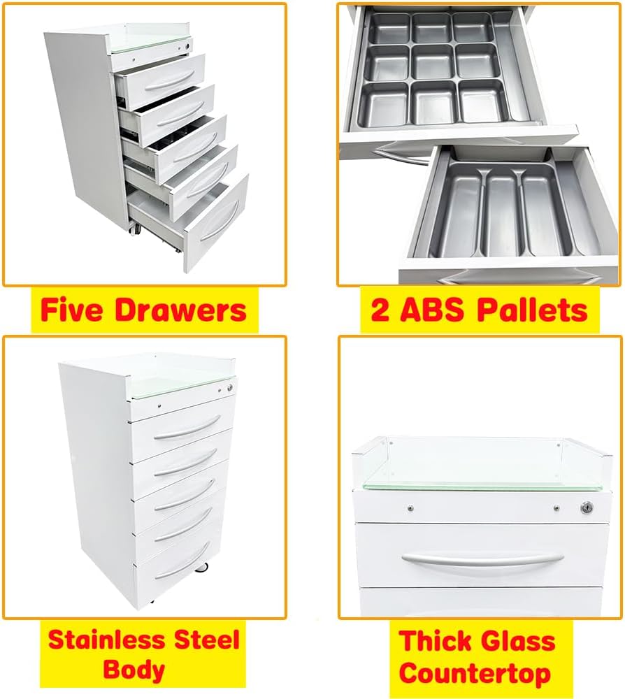 5 Drawer Office File Storage Dental Assistant's Mobile Cabinet