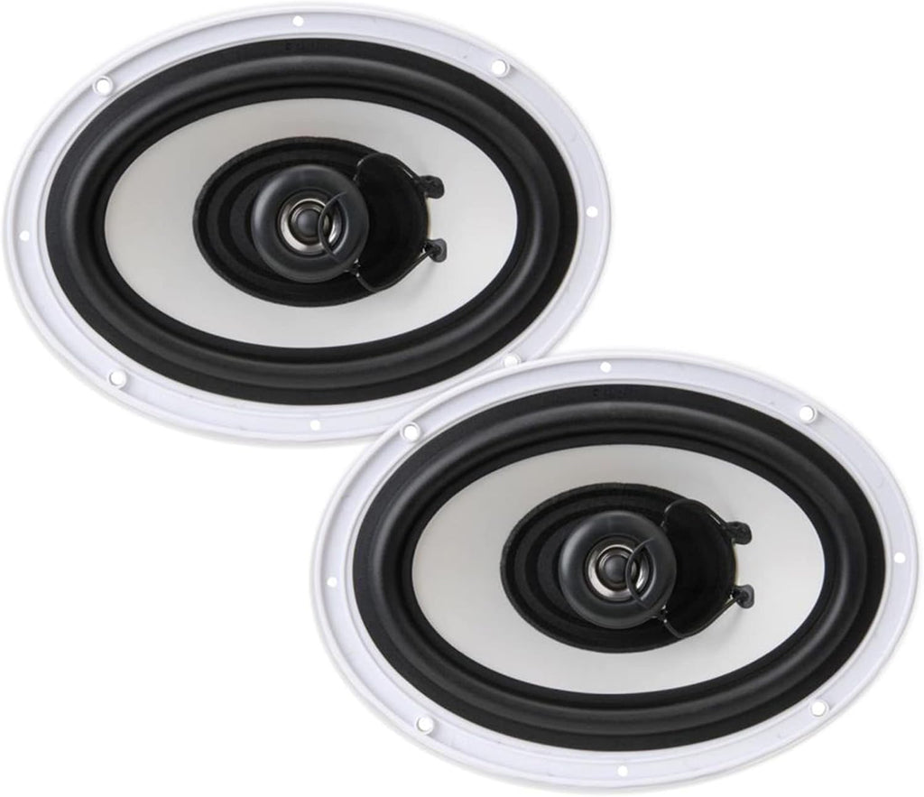 Pyle 6 x 9 Inch 260W Water-Resistant Marine Audio Speakers, White, 4-Pack