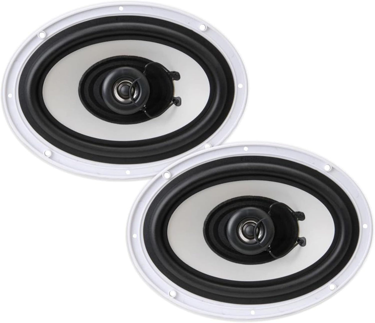Pyle 6 x 9 Inch 260W Water-Resistant Marine Audio Speakers, White, 4-Pack