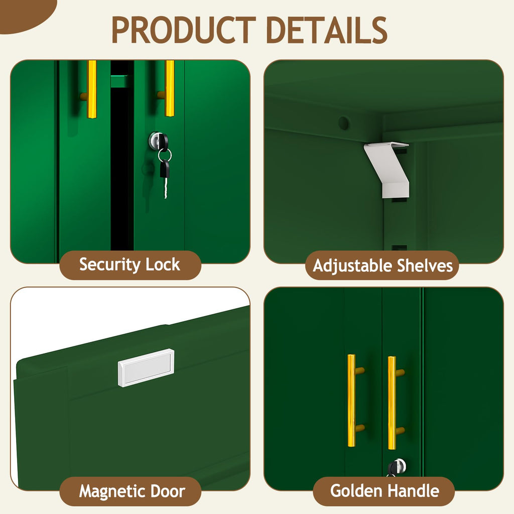 35" Lockable Rolling Metal Storage Cabinet, Steel Employee Storage Locker