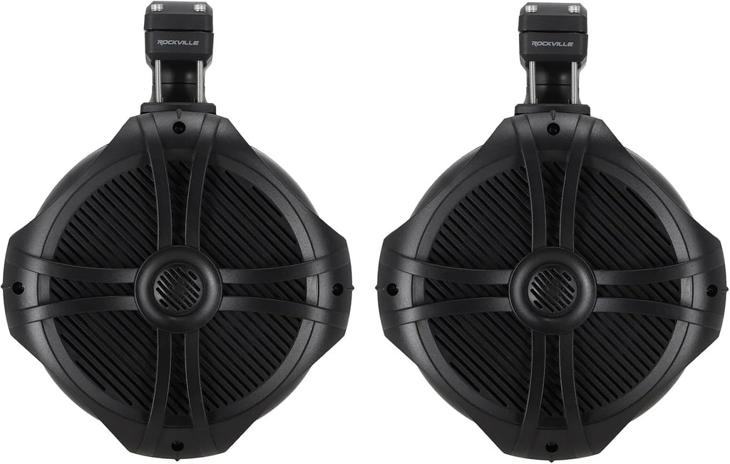 Rockville RWB90B Black 8" 2-Way 4-Ohm Marine Wakeboard Tower Speakers Pair
