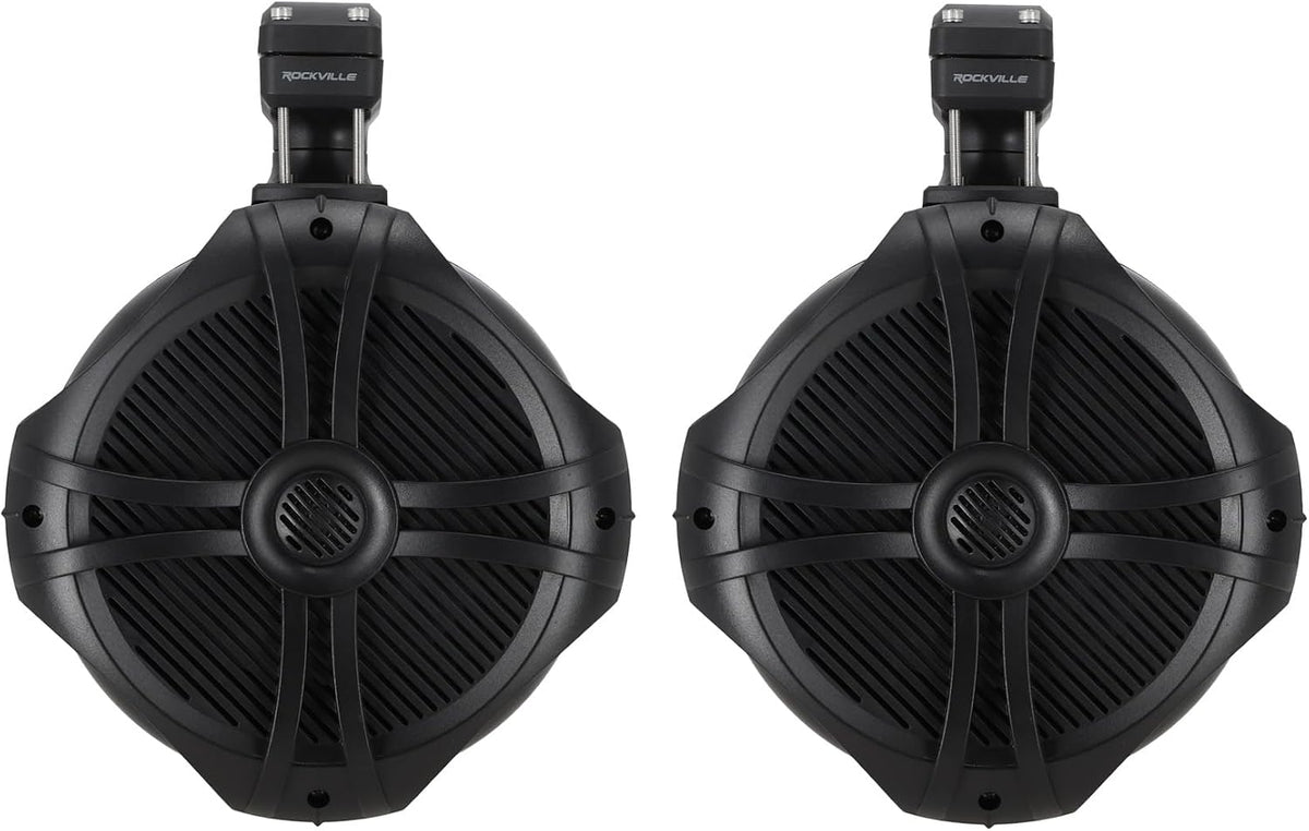 Rockville RWB90B Black 8" 2-Way 4-Ohm Marine Wakeboard Tower Speakers Pair