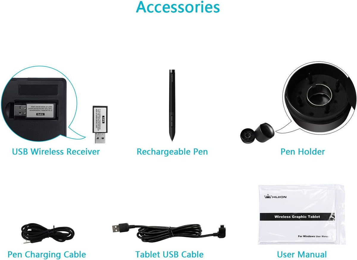HUION WH1409 Wireless Graphic Drawing Tablet 8192 Pen Pressure Pen Tablet with 12 Press Keys