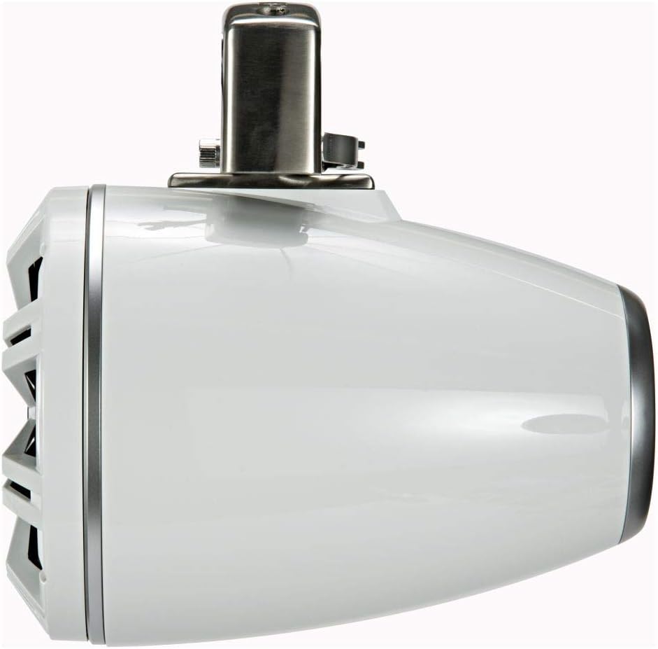 KICKER KMTC8W 8" Loaded Marine Wake Tower Enclosures with 45KM84L Speakers - White Grills and Enclosures