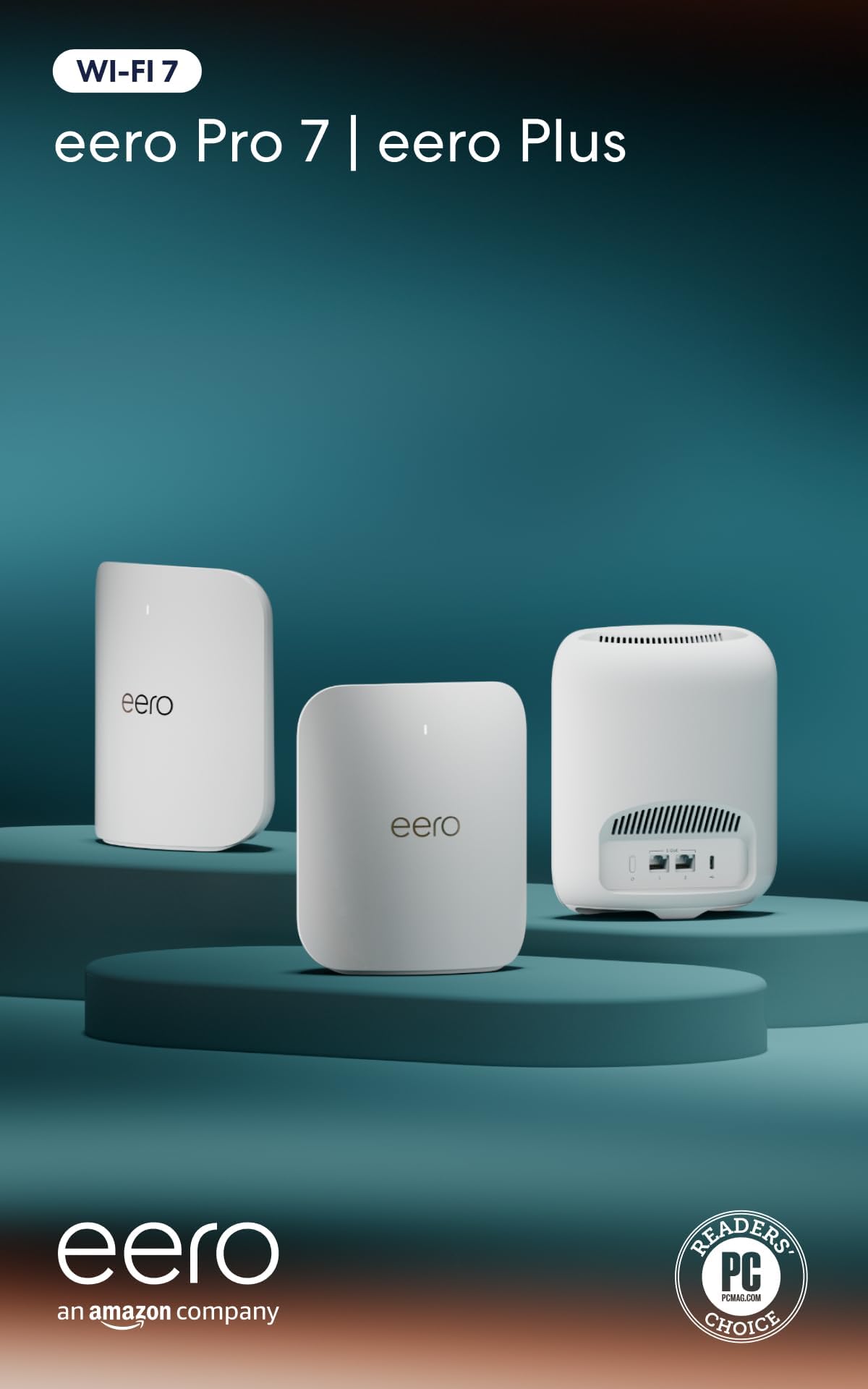 Amazon eero Pro 7 tri-band mesh Wi-Fi 7 router - Supports internet plans up to 5 Gbps, Coverage up to 2,000 sq. ft., 1-pack