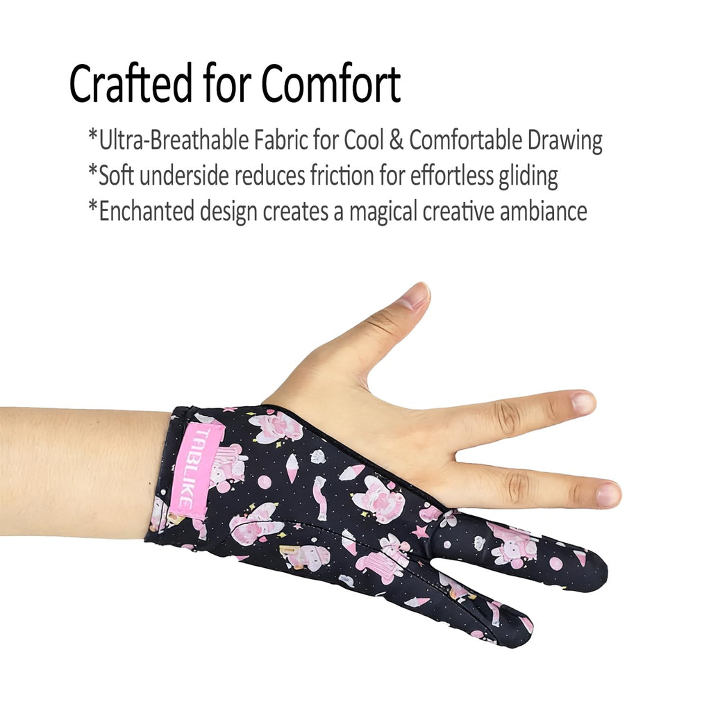 Artist Drawing Glove, Breathable Two Finger Digital Art Glove 3-Layer Palm Rejection Right/Left Hand Digital Graphic Tablet