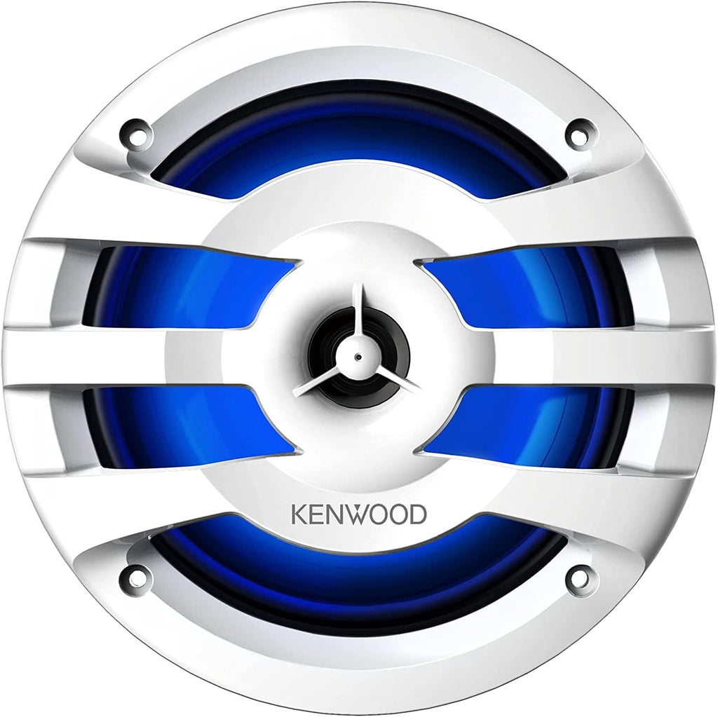 Kenwood KFC-1673MRWL 6-1/2" 2-Way Marine Speakers with Grilles (Pair) | Built-in LED Lights (White)