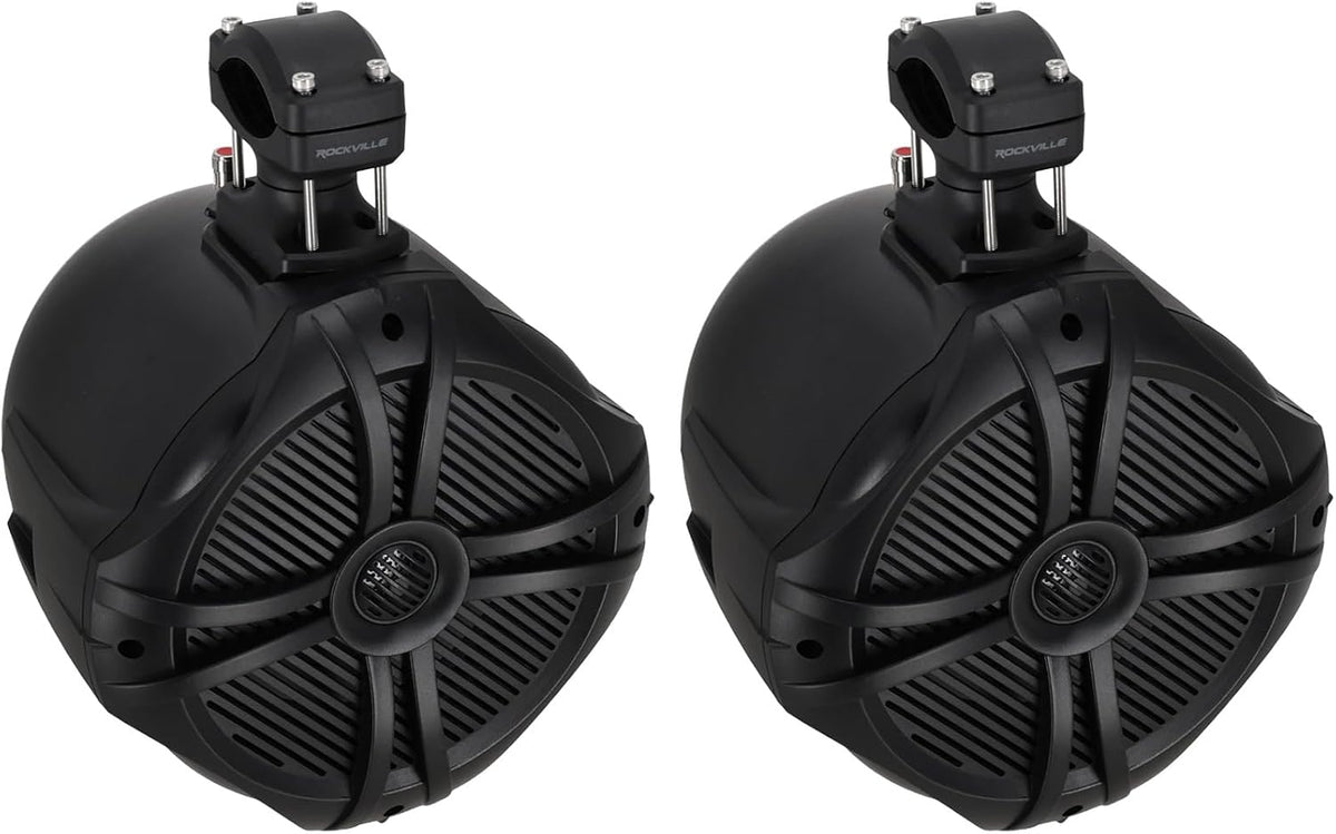 Rockville RWB90B Black 8" 2-Way 4-Ohm Marine Wakeboard Tower Speakers Pair