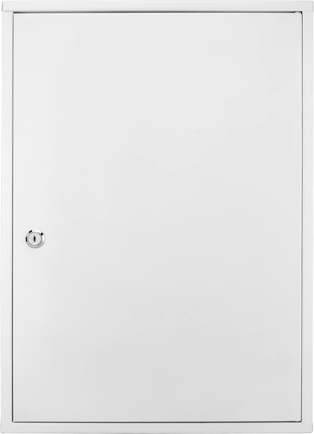 Barska Large Medical Cabinet â Locking Steel Medicine Storage Box with Shelves, Drop-Down Tray, Magnetic Dry Erase Pad, and Wall Mounting Holes - medicine cabinet organizer - Lock Box First Aid