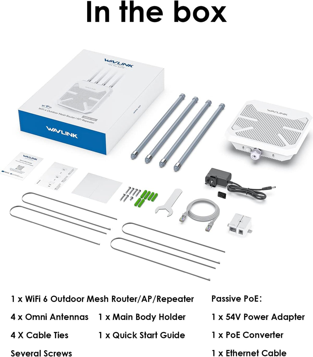 2026 WAVLINK AX1800 Outdoor WiFi 6 Extender Long Range, IP67 Weatherproof