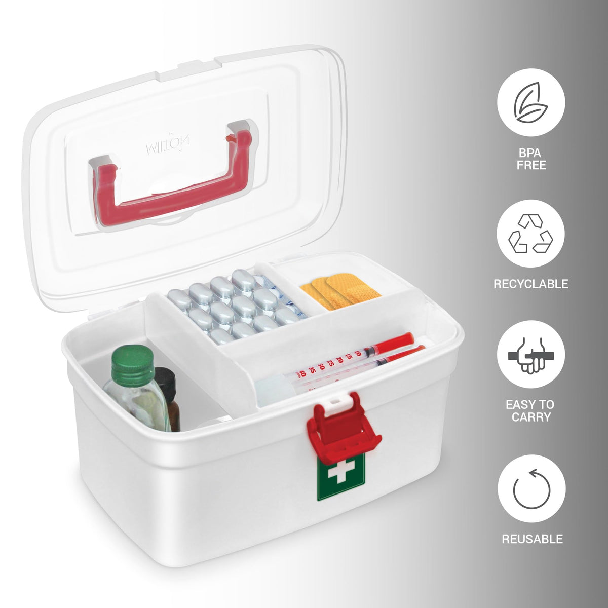 MILTON Plastic Medicine Box, First Aid Box, Set of 6, Small Storage with Handle, Emergency Indoor Outdoor Medical Utility Cabinet Organizer, Transparent, Portable Lockable & Detachable Tray