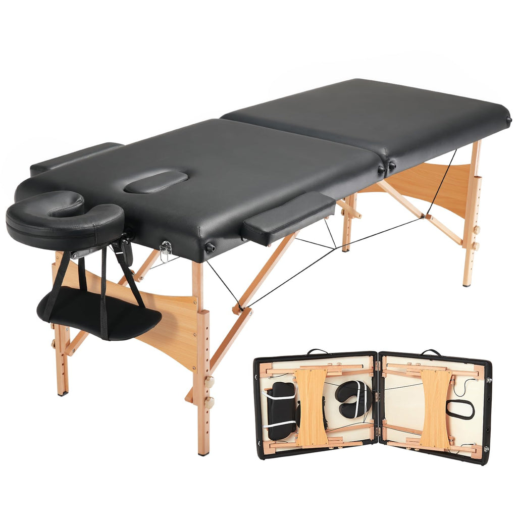 VEVOR Professional Wide Massage Table 30" W, Heavy Duty Folding Massage Table, 750LBS, 8-Level Height Adjustable Facial Salon Tattoo Bed, Portable Spa Table with Headrest, Hand Pallet & Carrying Bag