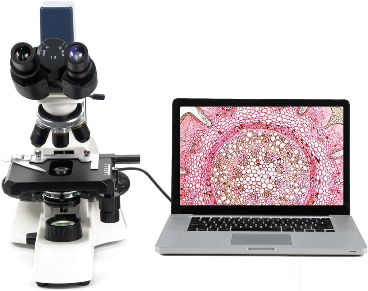 SWIFT SW380B 40X-2500X Magnification, Siedentopf Head, Research-Grade Binocular Compound Lab Microscope with Wide-Field 10X and 25X Eyepieces, Mechanical Stage, Ultra-Precise Focusing