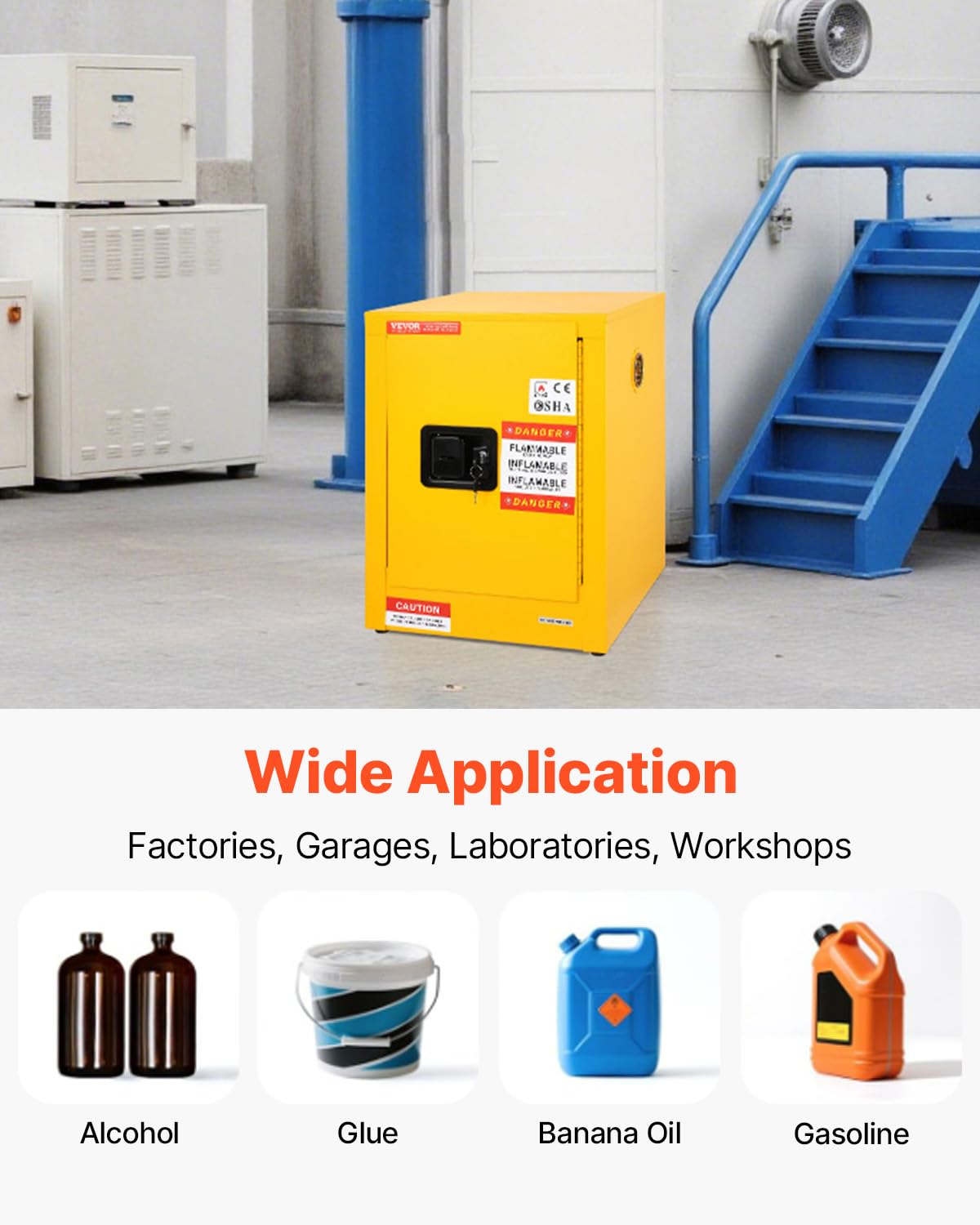 VEVOR Flammable Cabinet, 18" x 18" x 35", Yellow