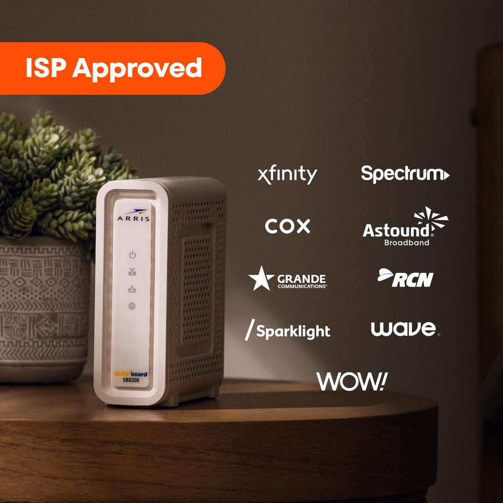 ARRIS SURFboard SB8200 DOCSIS 3.1 Cable Modem | Up to 1 Gbps Plans