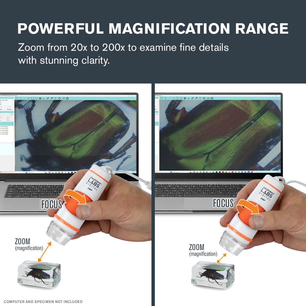 Celestron Labs 5MP Handheld Digital Microscope for Detailed Inspection
