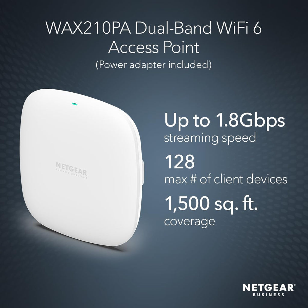 NETGEAR WiFi 6 Wireless Access Point with Power Adapter (WAX210PA)