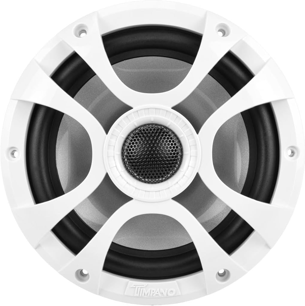 Timpano 6.5 Marine Speakers 450 Watt Per Pair TPT-CX6MW-4 Coaxial 2 Way Waterproof Speakers, 1 Pair, White, Weather Resistant Marine Speakers 6.5 Inch for Boat, ATV or RV Speakers, Bocinas Marinas