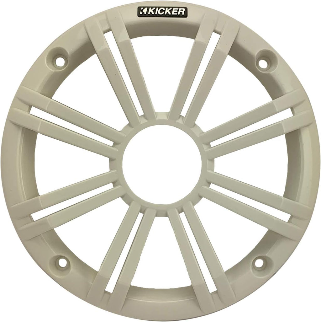 KICKER 6.5" 195 Watt Peak Power Marine OEM Replacement RGB Multicolor LED Boat Audio Speakers (Pair) with White Grilles