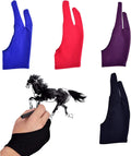 Artist Drawing Tablet Gloves Two Finger Graphics Painting Glove Free Size Creative Both Right and Left Hand 4 Pack