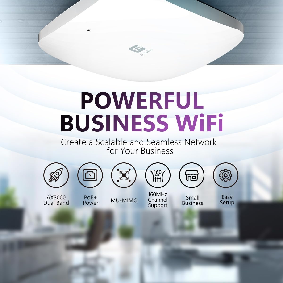 EnGenius Wireless AP 4X4 Wi-Fi 6 Dual Band AX3600 | 2.5Gbe PoE+ | Cloud & App & OnPrem Control Options | WPA3, MU-MIMO, Mesh & Seamless Roaming - EWS276-FIT