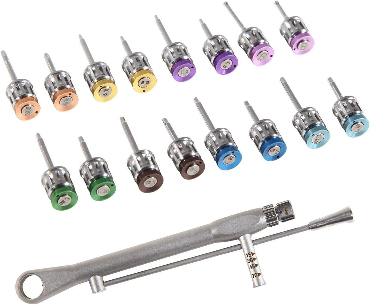 Universal Implant Prosthetic Kit Long and Short Dental Implant Driver Kit with Torque Wrench Size 10-70Ncm Restoration Screwdriver Kit (FULLY AUTOCLAVABLE Made with French Steel & Hgh Quality Plastic)