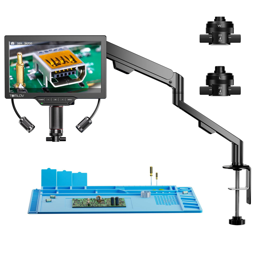 TOMLOV 3D Magnetic Dual Lens Digital Microscope TM3K-3D Max, 10.1" 3K Scope