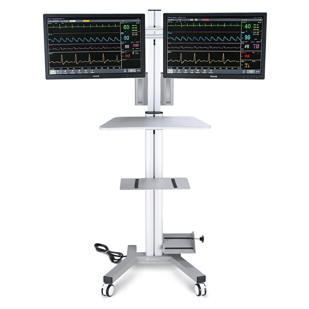 AW NexusX Commander Mobile Computer Cart Medical Rolling PC Stand Desk