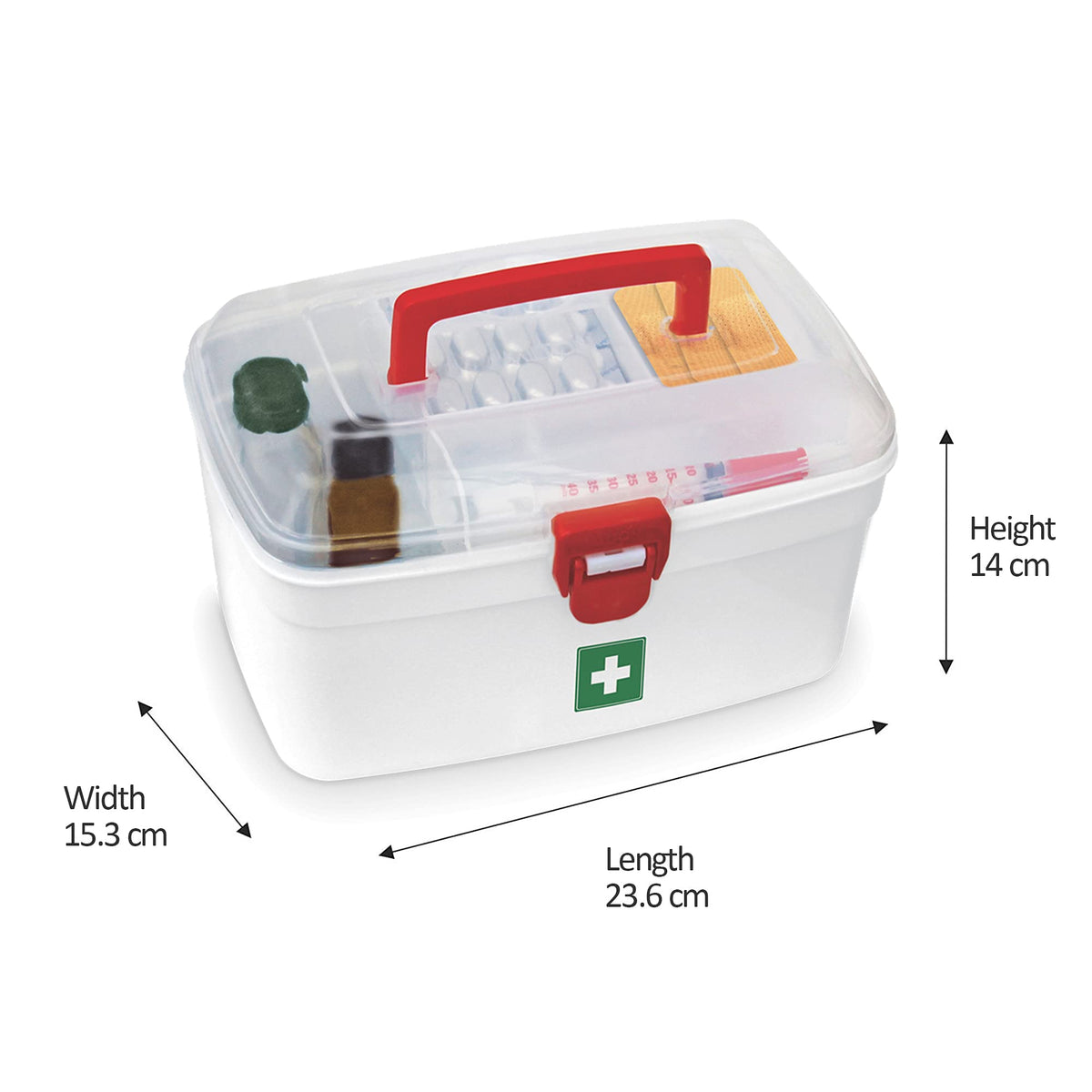 MILTON Plastic Medicine Box, First Aid Box, Set of 6, Small Storage with Handle, Emergency Indoor Outdoor Medical Utility Cabinet Organizer, Transparent, Portable Lockable & Detachable Tray