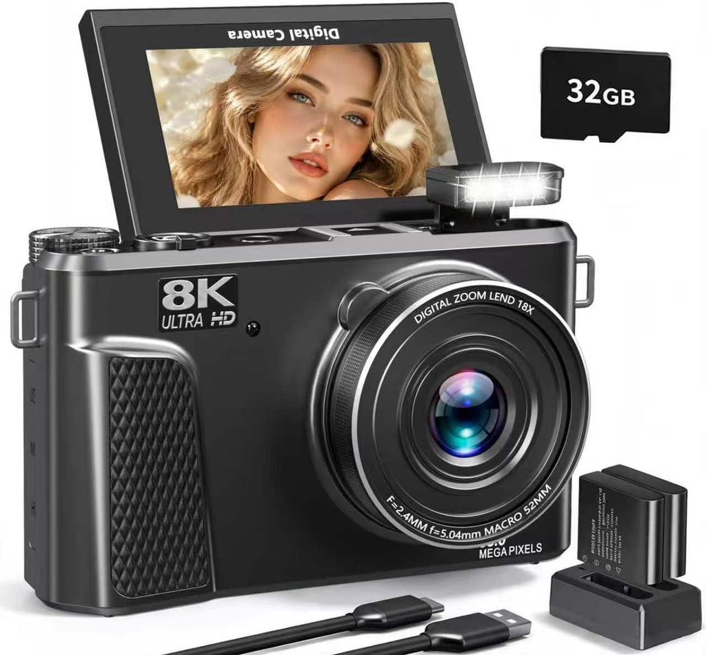 8K Digital Camera, 88MP Autofocus Camera for Beginners & Photography, WiFi