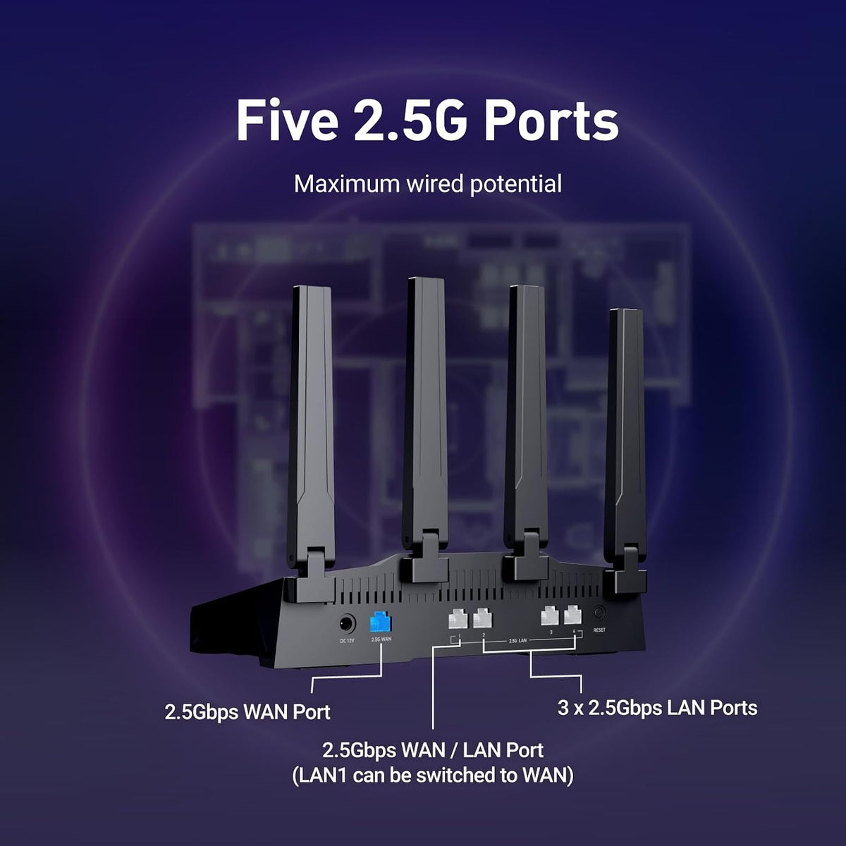 GL.iNet GL-BE9300 Flint 3 Tri-Band Wi-Fi 7 Router 5 x 2.5G VPN Router