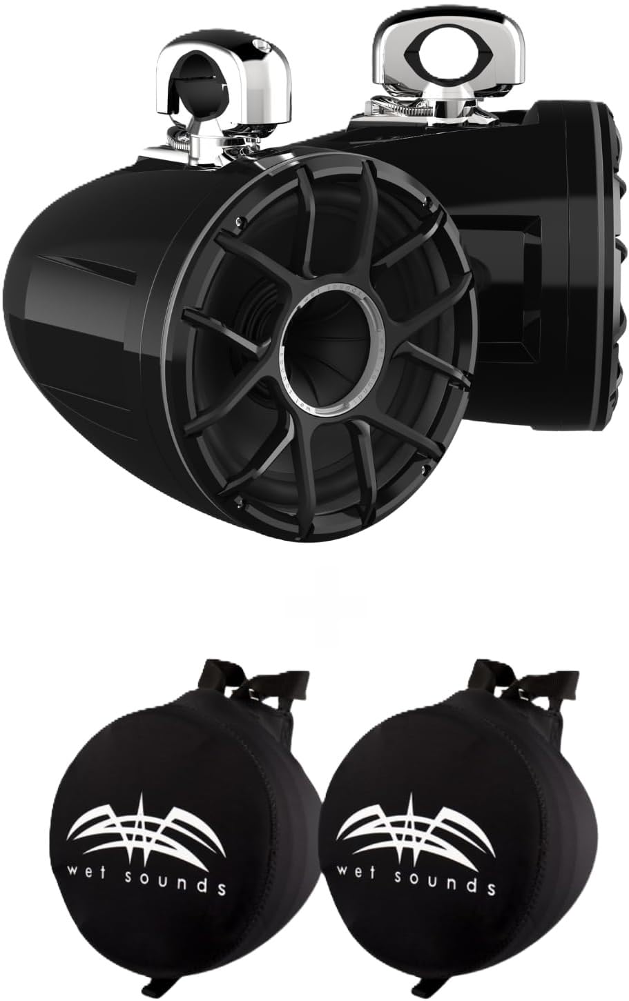Wet Sounds REV 10 HD 10" Marine Tower Speakers, Black, Fixed Clamp Mount