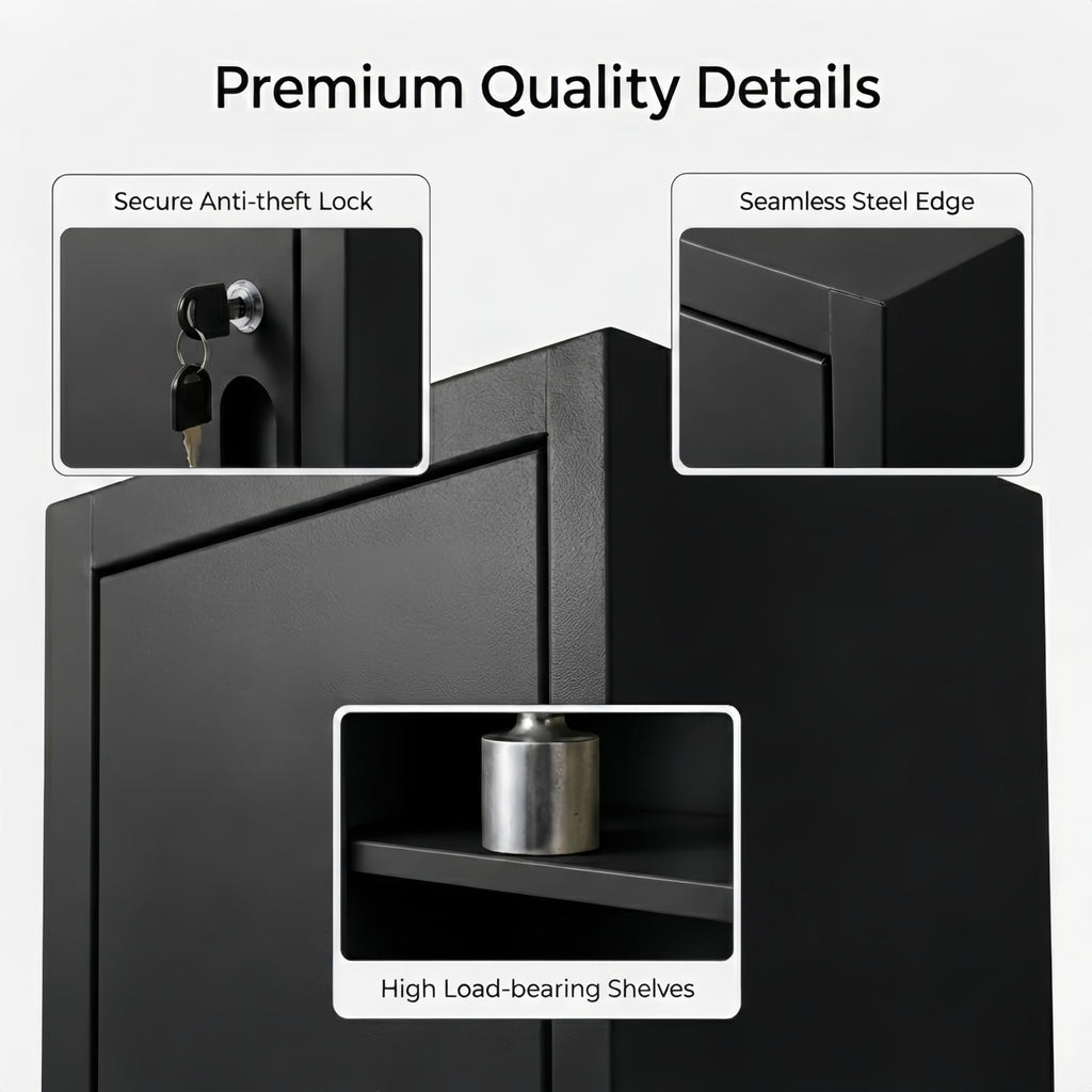 Locking Medicine Cabinet, Narcotics Cabinet with Dual Lock Doors, Wall Mounted Metal Medication Storage Cabinet, Secure Drug Storage Box for Clinics Pharmacies Veterinary Offices&Healthcare Facilities