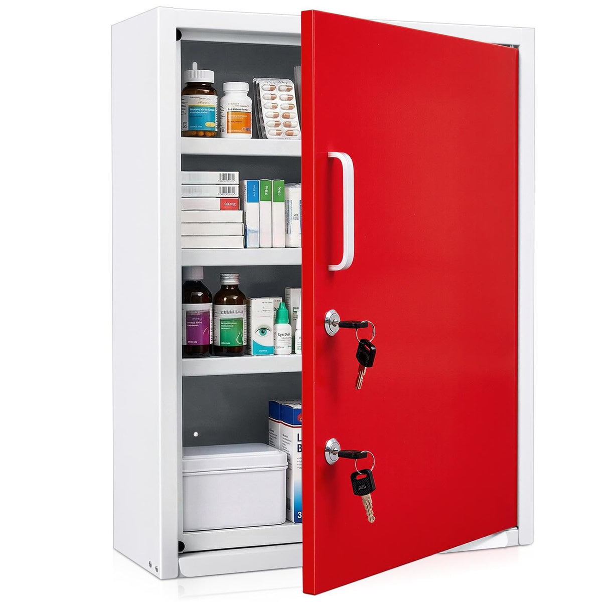 Zonon Corner Wall Cabinet with Lock, White, 21 x 16 x 6 Inch, Right Angle