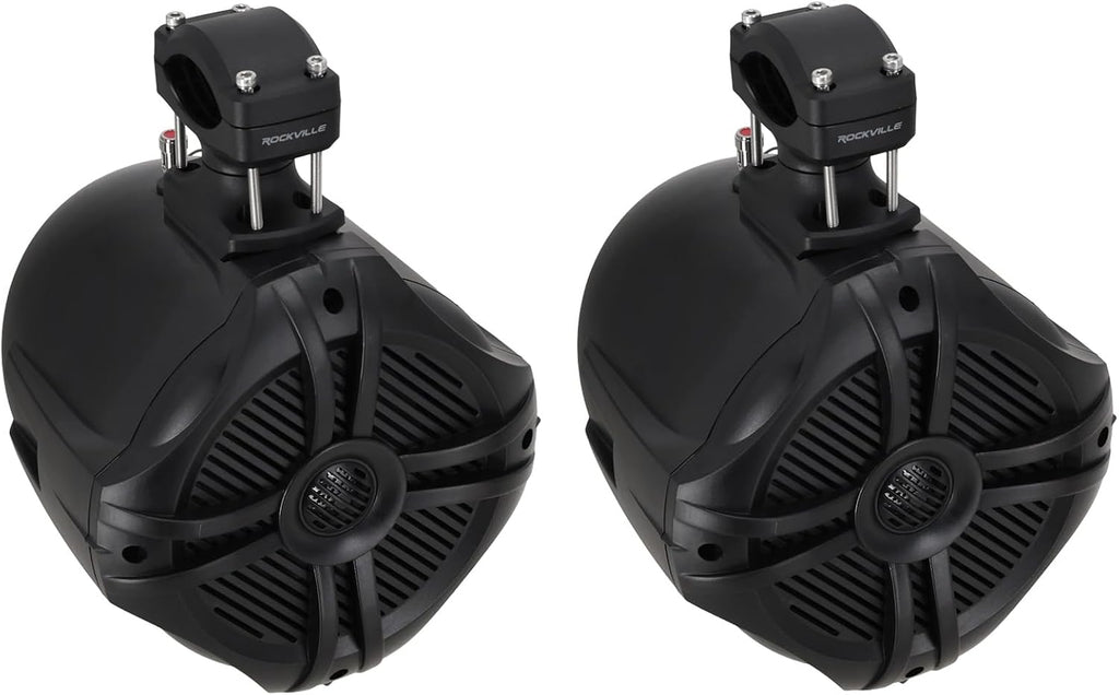 Rockville RWB70B Black 6.5" 4-Ohm Marine Wakeboard Tower Speakers Pair