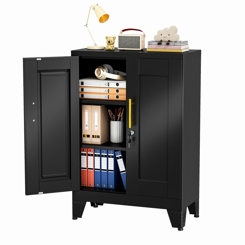 35" Lockable Rolling Metal Storage Cabinet, Steel Employee Storage Locker