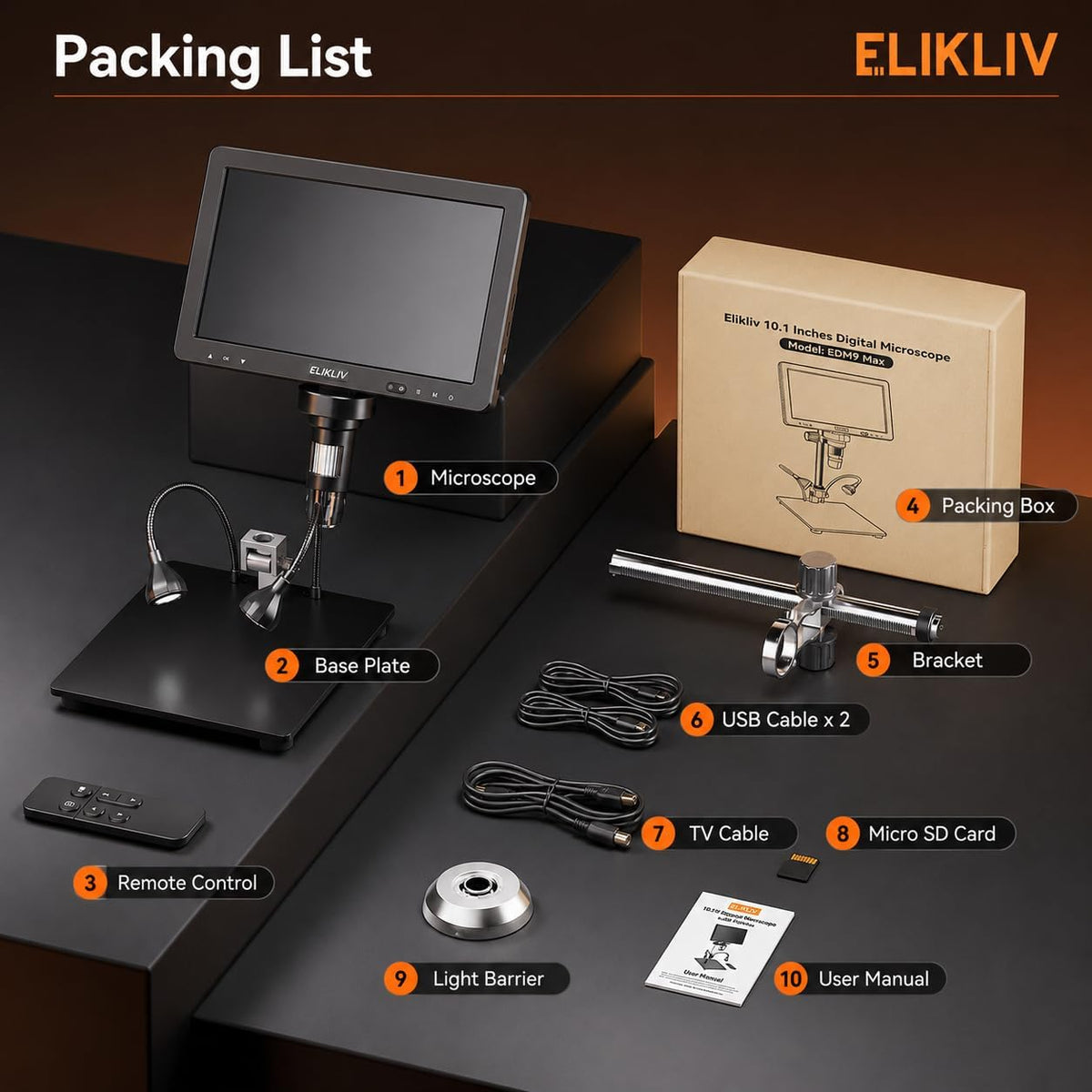 Elikliv EDM9 Max Digital Coin Microscope, Soldering Magnifier with Light