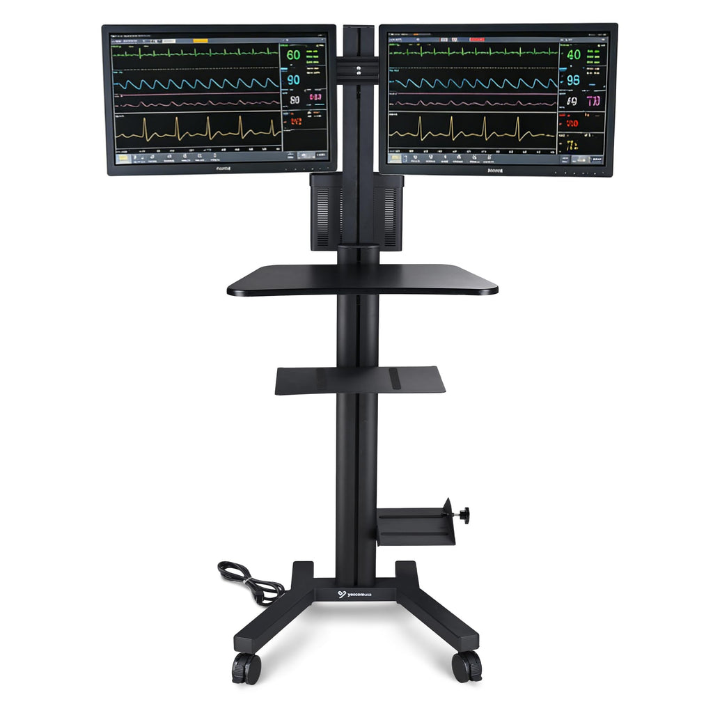AW NexusX Commander Mobile Computer Cart Medical Rolling PC Stand Desk