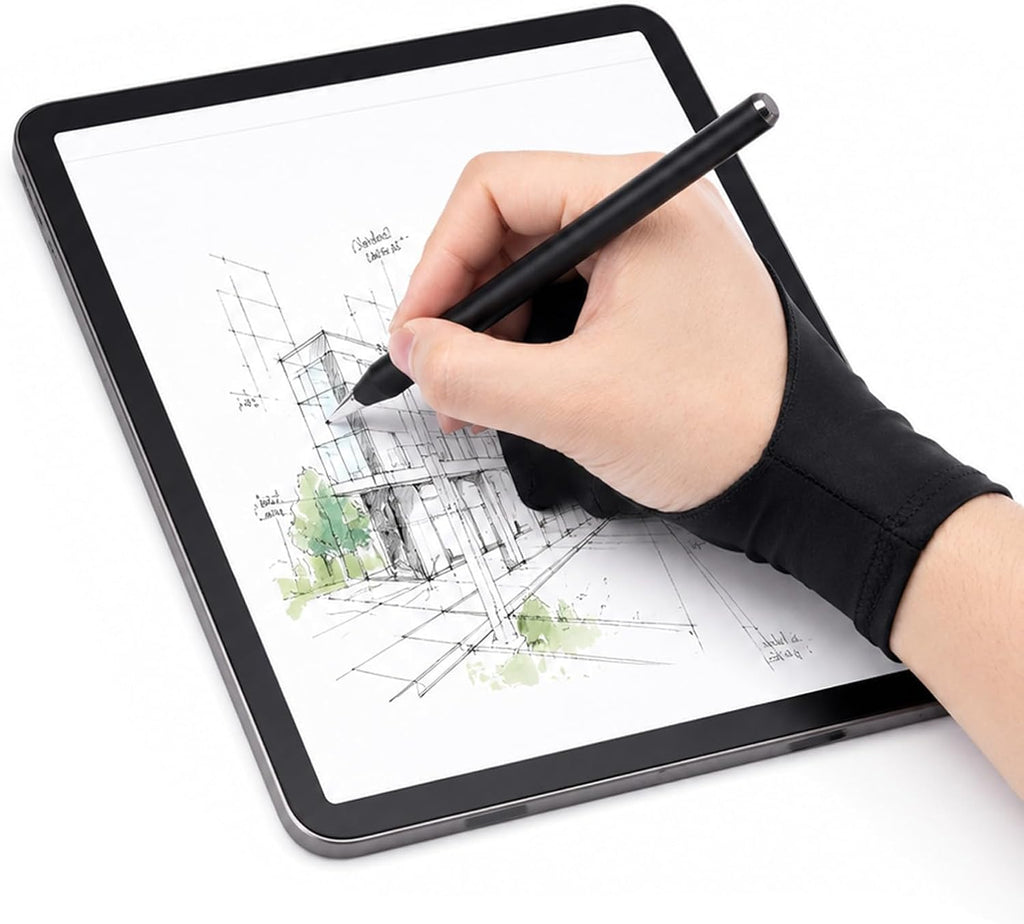 Gjinxi 4 PCS Artist Glove Digital Tablet Drawing Black Glove Smudge Guard