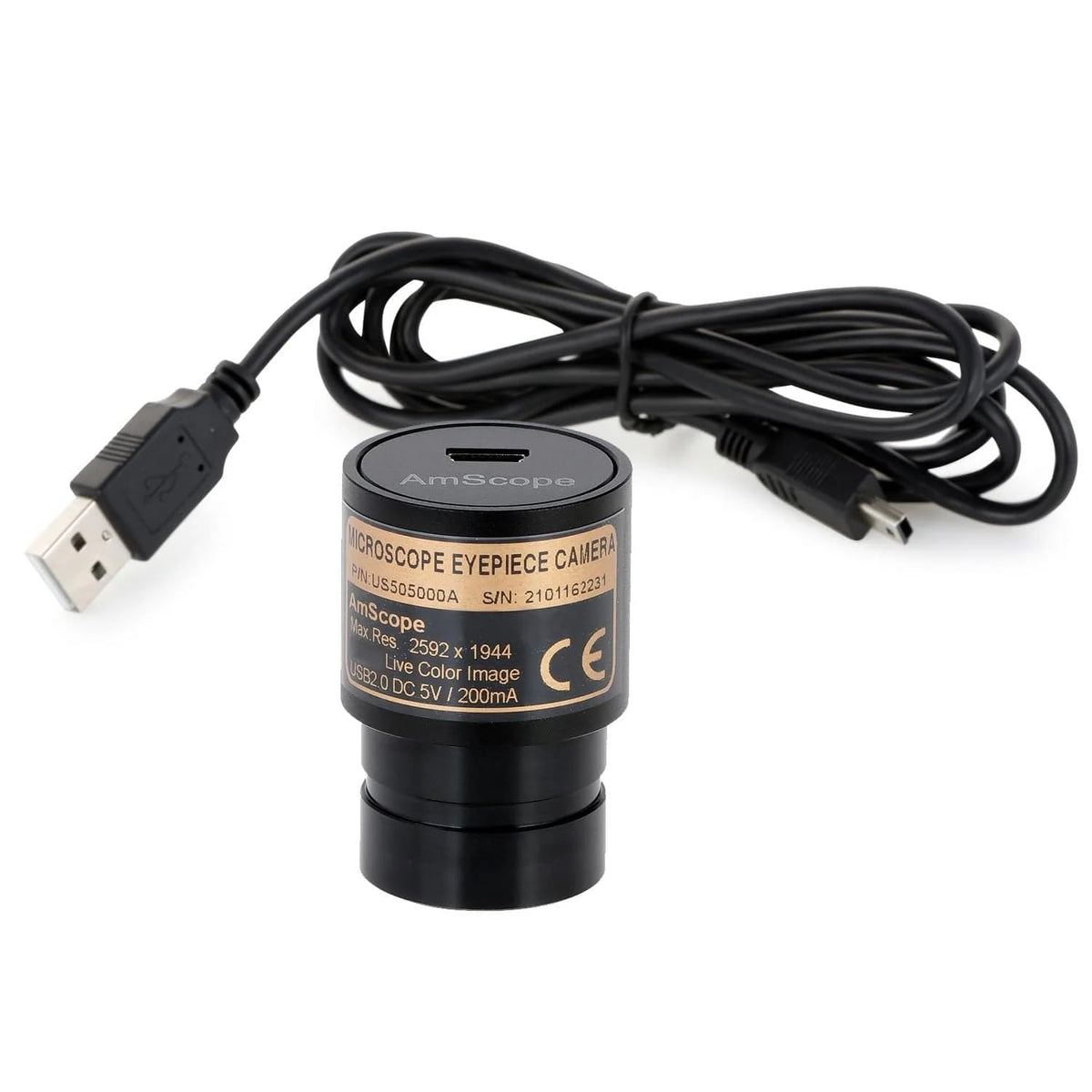 AmScope M158C-2L-E2 Compound Monocular Microscope, 2MP Camera