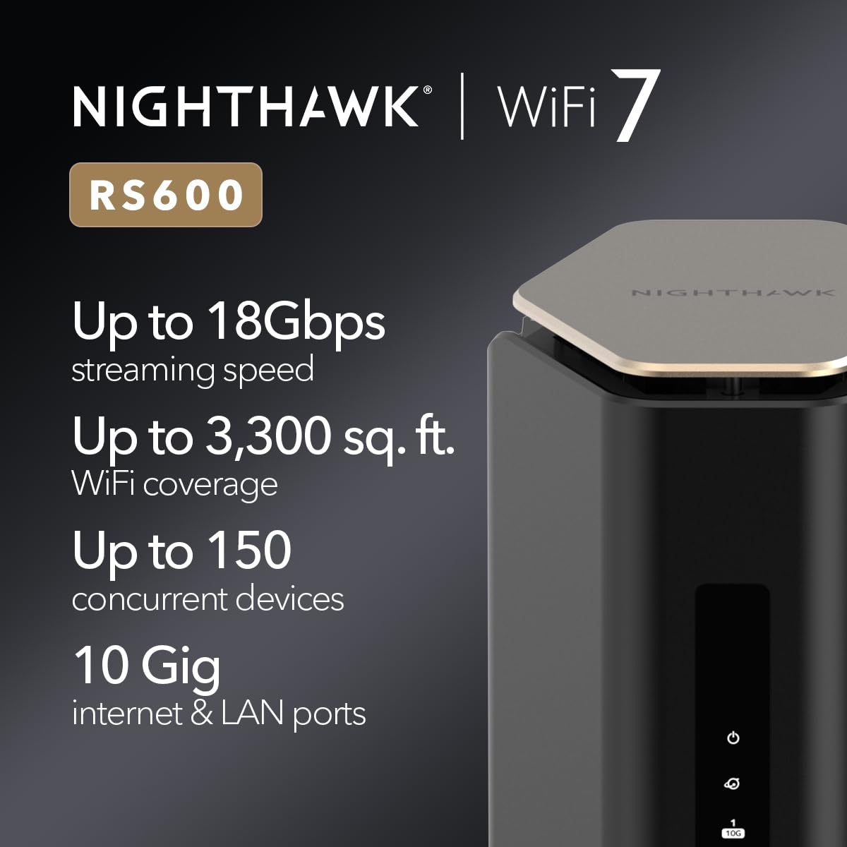 NETGEAR Nighthawk WiFi 7 Router RS100, Up to 2,000 sq ft, 3.6 Gbps