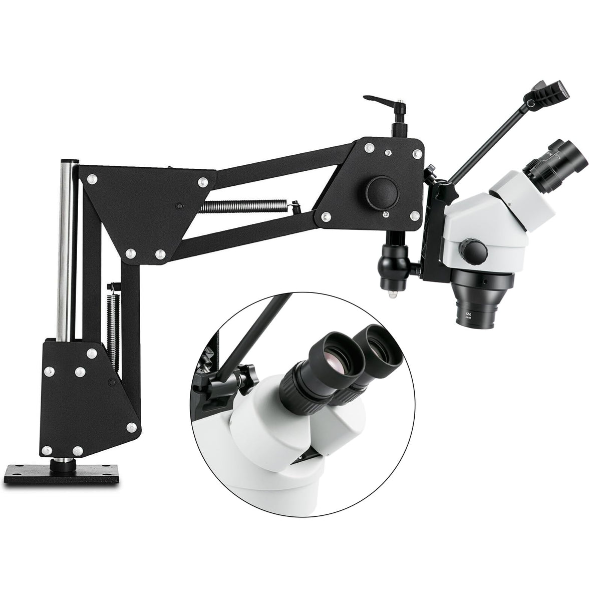 VEVOR Multi-Directional Microscope with Spring Bracket, Micro Jewelry Inlaid Stand, with Integrated USB Ring LED Light, 7X-45X Magnification Jewelry Microscope, Jewelers Microscope for Jewelry Inlay