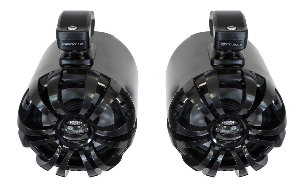 Rockville WB65 Pair Silver 6.5" Metal Marine Wakeboard Tower Speakers