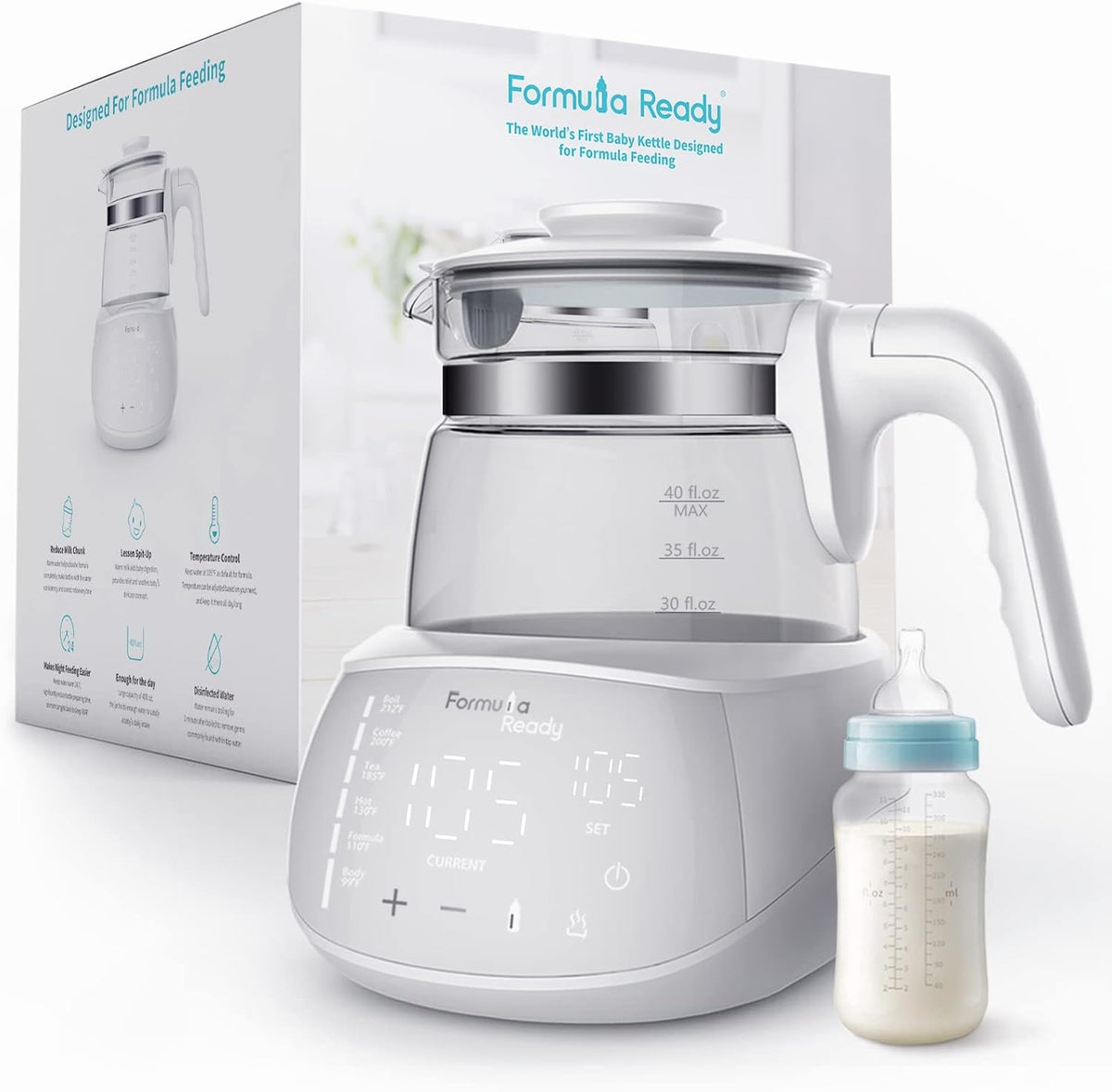 Temperature Control Water Kettle, Instant Water Warmer for Baby Formula, Keep Warm 24/7 Water Dispenser Baby Bottle Maker Formula Machine Ideal for Night Feeding & Formula Prep, BPA Free
