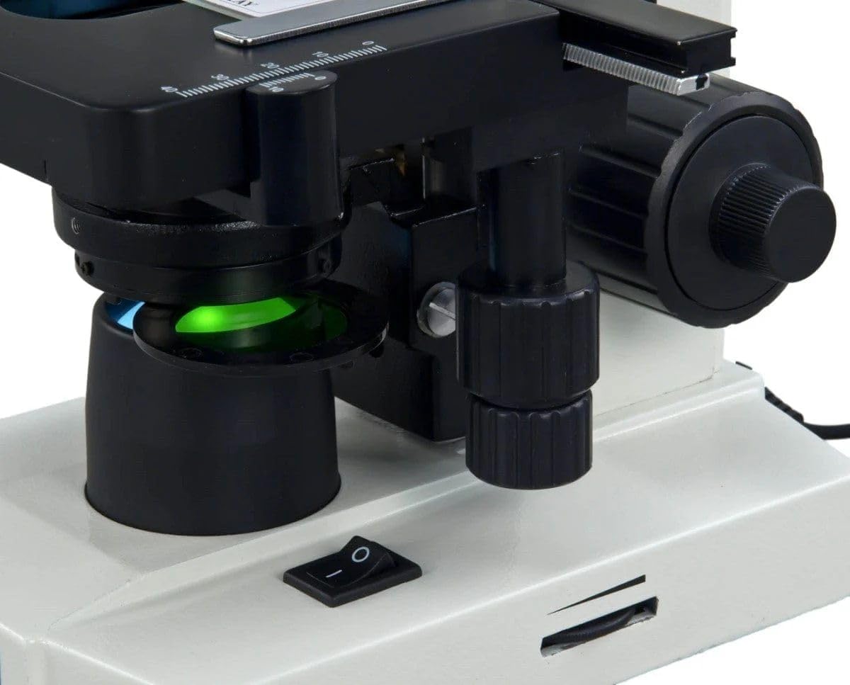 Awarded Best Compound Microscope 2016 - OMAX 40X-2000X Lab LED Binocular Microscope with Double Layer Mechanical Stage w Blank Slides Covers and Lens Cleaning Paper